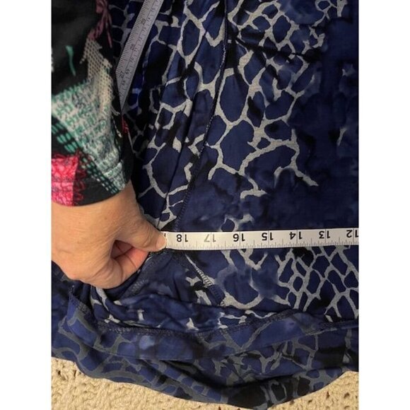 DUNIA Y2K Blue Animal Print Wrap Dress 3/4 Sleeve - Rayon & Lycra Blend - Women' - Picture 13 of 14
